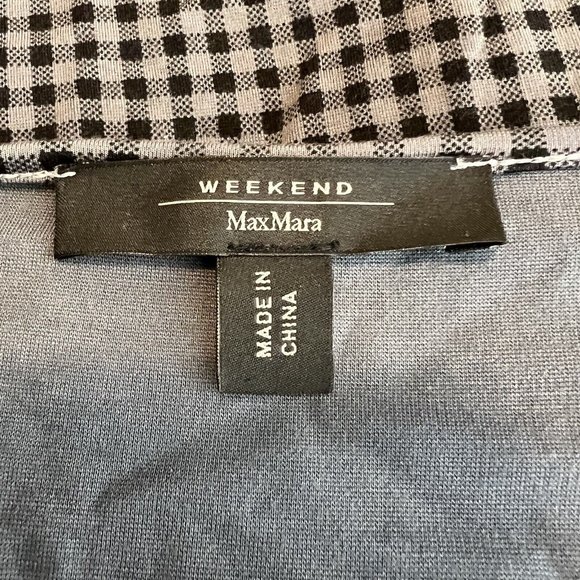 Max Mara Weekend Urbana Flare Dress Grey Gingham Check Plaid Keyhole Long Sleeve - Picture 9 of 10